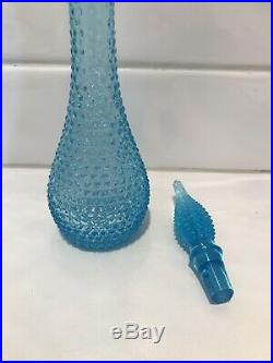 Rare Vintage Glass Mini Genie Bottle Decanter Ice Blue Diamond Point