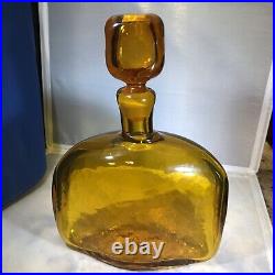 Rare Vintage MCM Blenko 566 Decanter Amber WithMatching Stopper By Wayne Husted