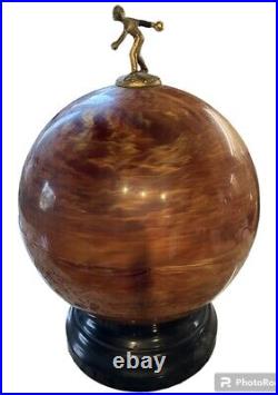 Rare Vintage Marbled Bowling Ball Decanter Not Tested Arm Was Repaired
