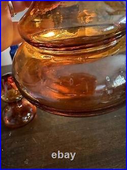 Rare Vintage Possibly Antique Beautiful Amber Glass Decanter With Stopper