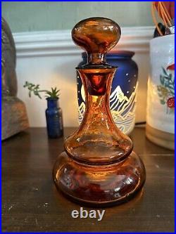 Rare Vintage Possibly Antique Beautiful Amber Glass Decanter With Stopper