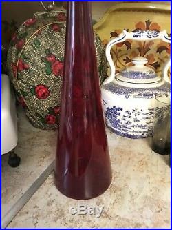 Retro Empoli Glass Vintage Italian Red Decanter Genie Bottle 25