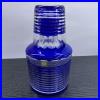 Retro-Showa-Edo-Kiriko-Blue-Glass-Decanter-Set-Vintage-Cobalt-Water-Pitcher-01-tooe