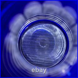 Retro Showa Edo Kiriko Blue Glass Decanter Set Vintage Cobalt Water Pitcher &