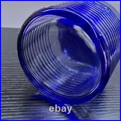 Retro Showa Edo Kiriko Blue Glass Decanter Set Vintage Cobalt Water Pitcher &