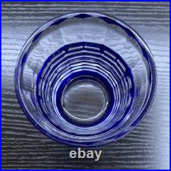 Retro Showa Edo Kiriko Blue Glass Decanter Set Vintage Cobalt Water Pitcher &