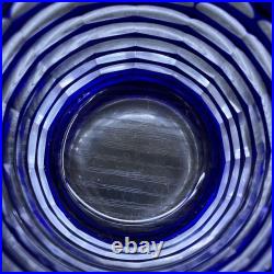 Retro Showa Edo Kiriko Blue Glass Decanter Set Vintage Cobalt Water Pitcher &