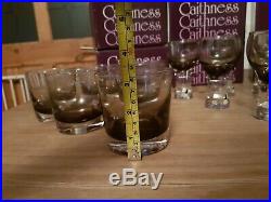 Retro Vintage Caithness Glass Collection Smoky Glass Decanters and Glasses
