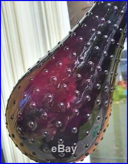 Retro Vintage Dark Amethyst Purple Glass Genie Bottle Decanter