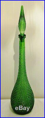 Retro Vintage Green Diamond Italian Art Glass Bubble Genie Bottle Decanter