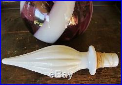 Retro Vintage Purplewhite Candy Stripe Italian Art Glass Genie Bottle Decanter
