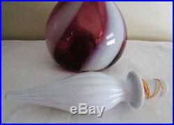Retro Vintage Purplewhite Encaseditalian Alrose Art Glass Genie Bottle Decanter