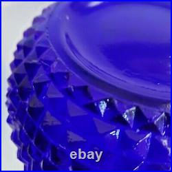 Rossini Empoli Glass Genie Bottle Decanter Cobalt Blue Diamond Cut 16 Vintage