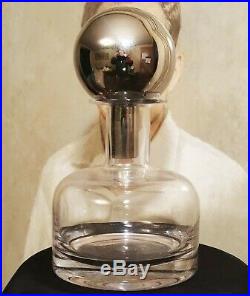 SPACE BALL vtg mcm spaceage atomic chrome glass barware decanter mirror pop art