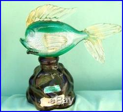 SPECTACULAR vintage Murano Italy LUXARDO decanter FISH bottle stopper SEGUSO