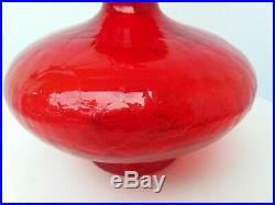 STUNNING Vintage Rainbow Art Glass Red Amberina Crackle Flame Stopper Decanter