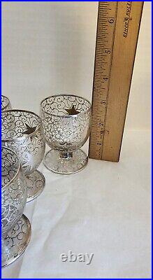 Saint Graal Of France Silver Overlay Glass Decanter Set, Atomic Stars. Vtg