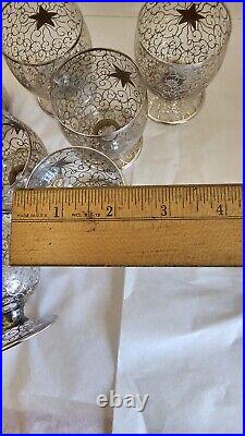 Saint Graal Of France Silver Overlay Glass Decanter Set, Atomic Stars. Vtg