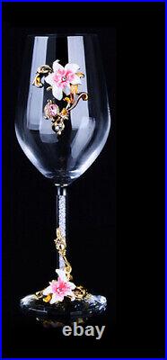 Set Antique Nordic Renaissance Vintage Brass Pink Crystal Glass Decanter Wine T
