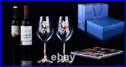 Set Antique Nordic Renaissance Vintage Brass Pink Crystal Glass Decanter Wine U