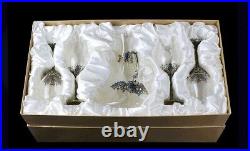 Set Antique Renaissance Vintage 4 Brass Turquoise Crystal Glass Decanter Wine