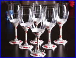 Set Antique Renaissance Vintage Style 6 Crystal Glass Hanger Decanter Wine Red