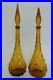 Set-Of-2-VTG-Amber-Empoli-Glass-Genie-Bottle-Decanter-Made-In-Italy-With-Stopper-01-yy