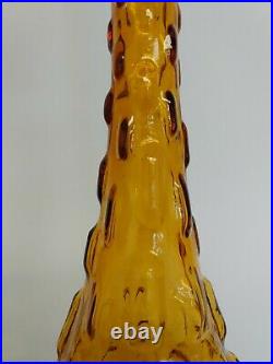 Set Of 2 VTG Amber Empoli Glass Genie Bottle Decanter Made In Italy With Stopper
