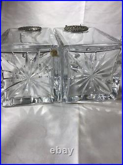 Set Of 2 Whiskey And Scotch Vintage MidCentury Atlantis Decanter Square Chrystal