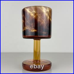 Set Of Vintage DECANTER And 5 Goblets Tortoise Shell Glass Leopard EMPOLI Dior