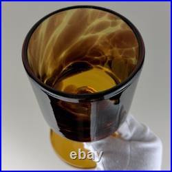 Set Of Vintage DECANTER And 5 Goblets Tortoise Shell Glass Leopard EMPOLI Dior