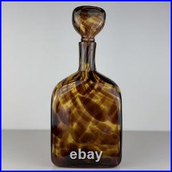 Set Of Vintage DECANTER And 5 Goblets Tortoise Shell Glass Leopard EMPOLI Dior