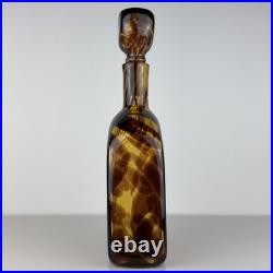 Set Of Vintage DECANTER And 5 Goblets Tortoise Shell Glass Leopard EMPOLI Dior