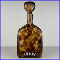 Set Of Vintage DECANTER And 5 Goblets Tortoise Shell Glass Leopard EMPOLI Dior