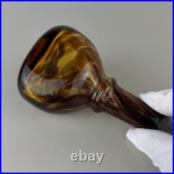 Set Of Vintage DECANTER And 5 Goblets Tortoise Shell Glass Leopard EMPOLI Dior