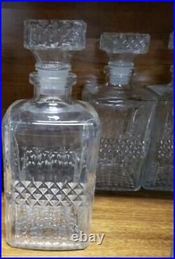 Set of 4 Vintage Cut Glass Decanters From The 1970's