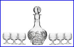 Set of 7 16-Oz Vintage Cut Crystal Liquor Decanter Set with 6 Shot Glasses (4)