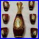 Seyei-Victorian-Glass-Decanter-6-matching-Cordial-glasses-Vintage-Red-Gold-01-tozs