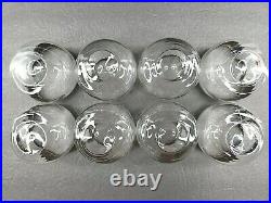 Silver Rim (1) Carafe (8) Roly Poly Glasses Set Vintage Dorothy Thorpe Style MCM