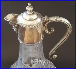 Silver plate & clear glass vintage Art Deco antique large ship's decanter