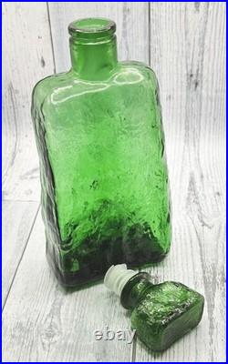Squat 11 Empoli'Crinkle/Slump' Decanter/Bottle, Emerald Green Made in Italy