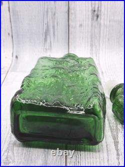 Squat 11 Empoli'Crinkle/Slump' Decanter/Bottle, Emerald Green Made in Italy