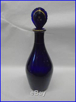 Stunning Antqiue / Vintage Georgian Bristol Blue Glass Brandy Decanter & Stopper