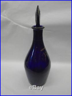 Stunning Antqiue / Vintage Georgian Bristol Blue Glass Brandy Decanter & Stopper