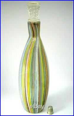 Stunning Fratelli Toso labelled vintage Murano ribbon aventurine glass decanter