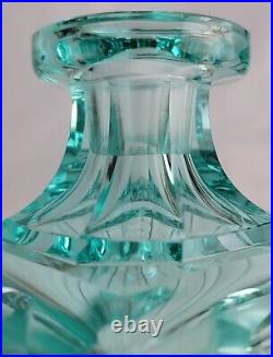 Stunning Rare Vintage Moser Glass Decanter Set with Shot Glasses Ice Blue Art Deco