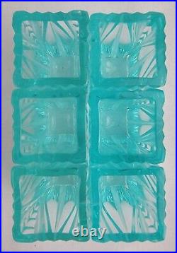 Stunning Rare Vintage Moser Glass Decanter Set with Shot Glasses Ice Blue Art Deco