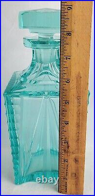 Stunning Rare Vintage Moser Glass Decanter Set with Shot Glasses Ice Blue Art Deco