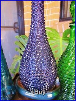 Stunning Retro Vintage Purple Diamond Italian Art Glass Genie Bottle Decanter