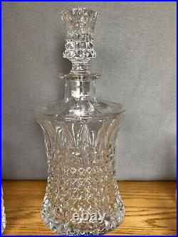 Stunning SQUARE DECANTER WITH 6 MATCHING Old Fashioned Glasses Vintage & Nice